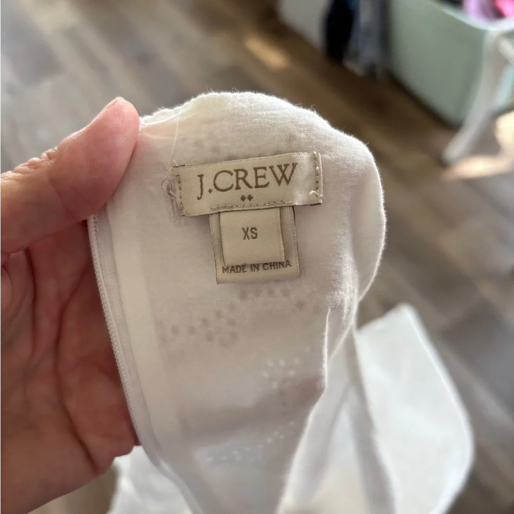 J. Crew trumpet sleeve eyelet shift dress XS white.